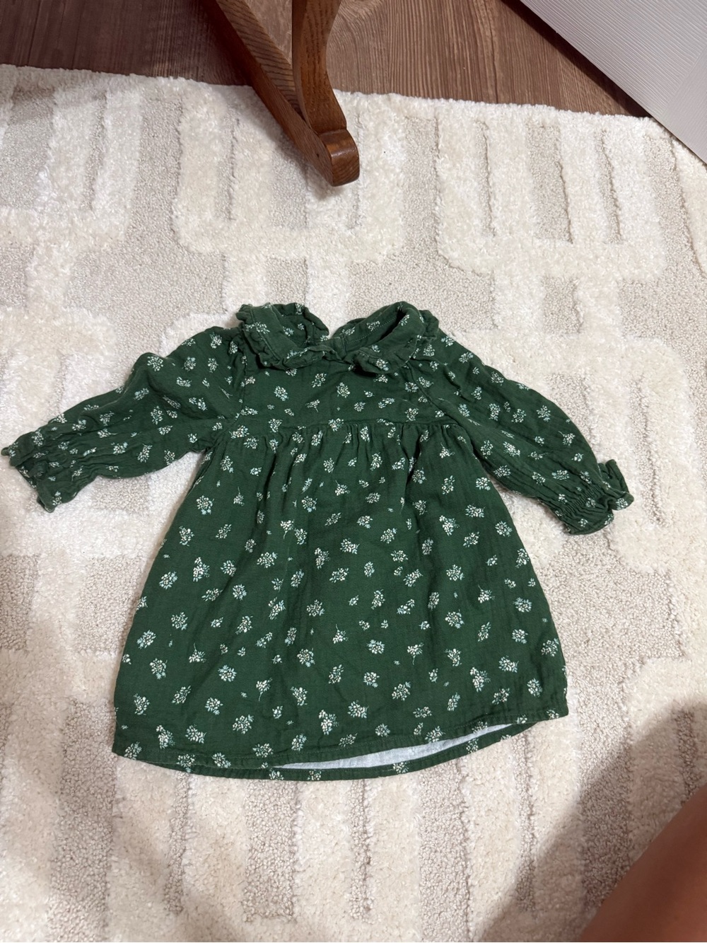 cloud island Dark Green Floral Baby Dress